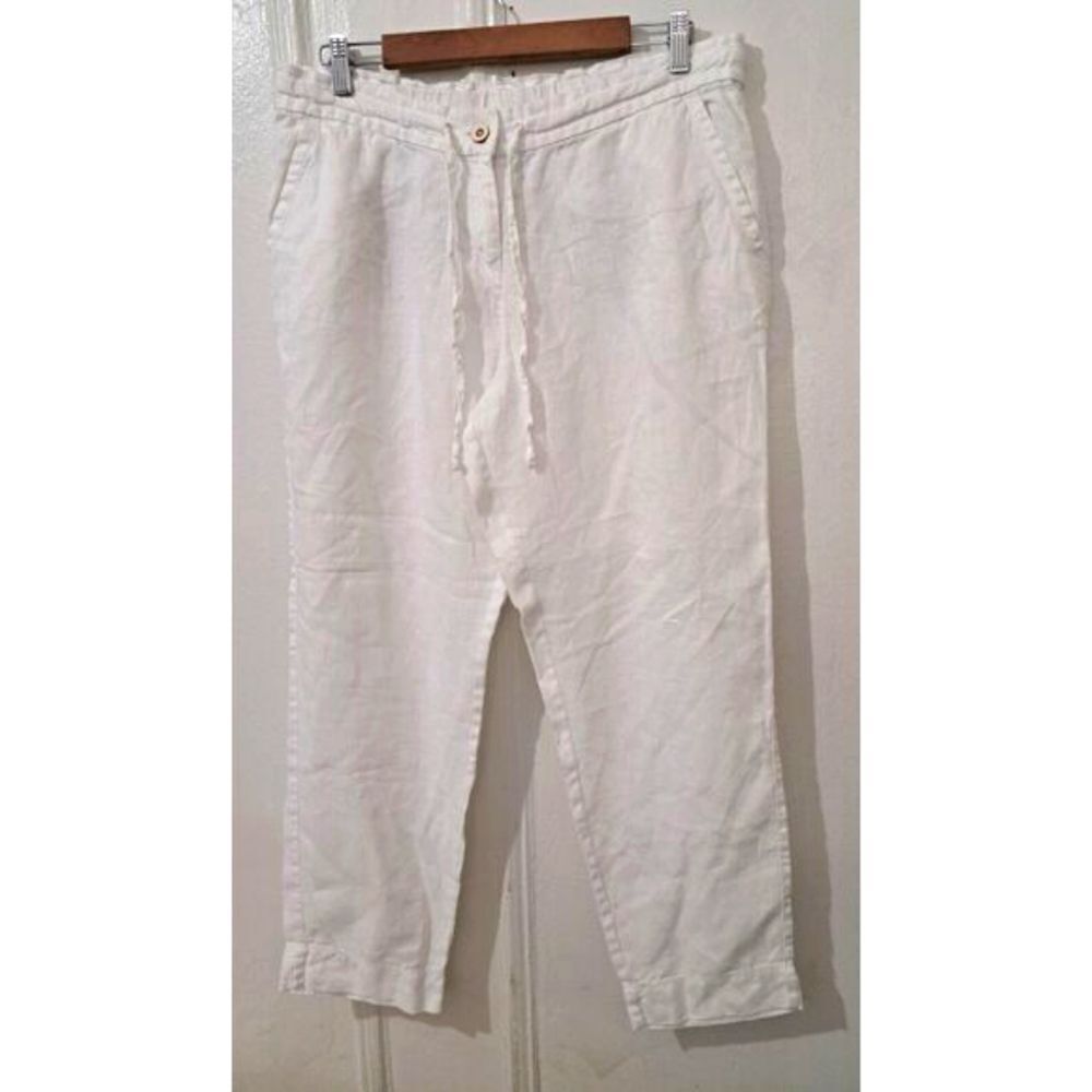 Tommy Bahama Womens Medium wide leg lagenlook Beach resort white Linen pants